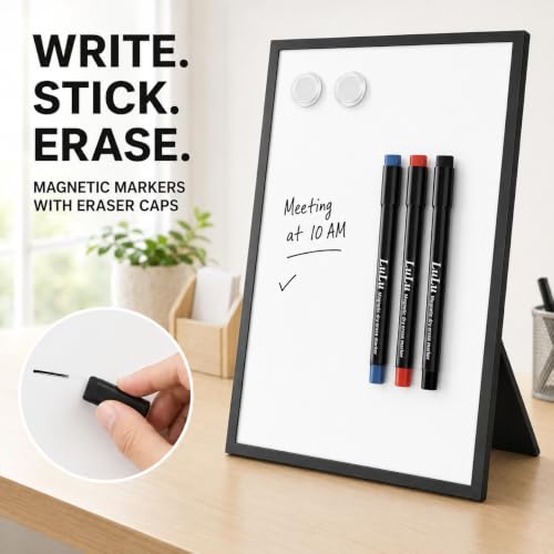Magnetic Dry Erase Board, 12 x 16 Inch Portable Whiteboard - style: Black Stand + Planner