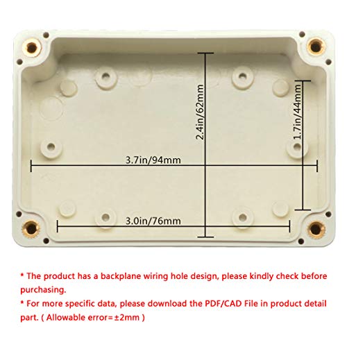 LeMotech Waterproof Dustproof IP65 ABS Plastic Junction Box Universal Electric Project Enclosure Pale Gray 3.9 x 2.7 x 2 inch (100 x 68 x 50 mm) - size: 3.9"x2.7"x2"