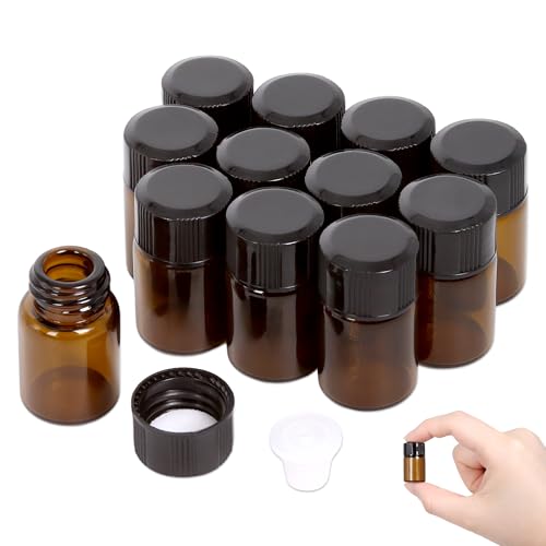 Beauticom 2ML Amber Glass Vial 12 Pieces with Orifice Reducer - color: Amber, size: 12 Bottles
