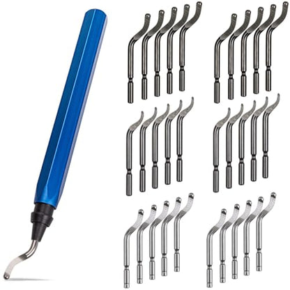 STARVAST 30Pcs Metal Deburring Tool, Deburring Blades Kit with Swivel Handle, Pipe Deburring Tool for Soft Metal (Aluminum, Copper), Wood, Plastic and Steel Burr Removing