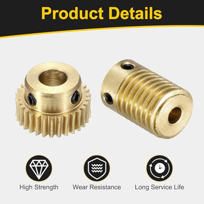 uxcell Worm Gear Set 30T 0.5 Module 1:30 Reduction Rate - size: Gear-6mm, Rod-4mm Bore, style: 0.5M-30T