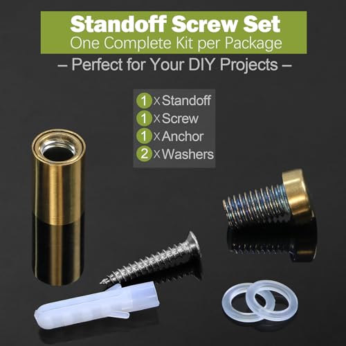 12 x 20mm (Dia. x L) Stainless Steel Standoff Screws - Gold - 4 Pieces - color: Gold, size: 12 x 20mm / 0.47" x 0.79"