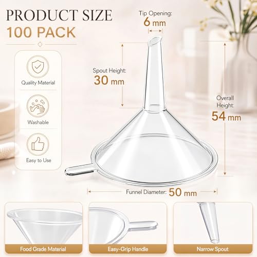 Hoolerry 100 Pcs Small Funnels for Filling Small Bottle Mini Funnel, 2.16''