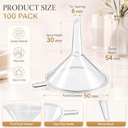 Hoolerry 100 Pcs Small Funnels for Filling Small Bottle Mini Funnel, 2.16''