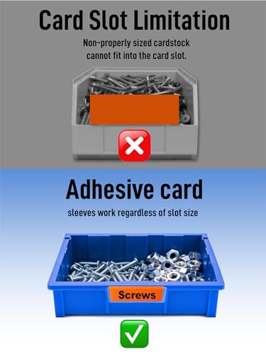 60-Pack Clear Plastic Self-Adhesive Label Holders with Kanban Cards and Insert Cards, Compatible with Most Akro-Mils Bins, Labeling Supplies for Cabinets, Shelves and Storage Bins