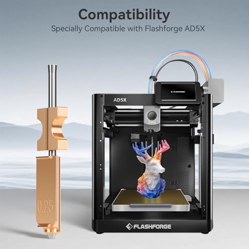 AD5X Nozzle,Quick-Swap Copper Alloy Hardened Steel 3D Printer Hotend with Silicone Cover and Nozzle Wiper Support High Flow Printing ONLY Compatible with Flashforge AD5X 3D Printer-0.25mm+0.4mm+0.6mm - color: 3PCS 0.25mm+0.4mm+0.6mm