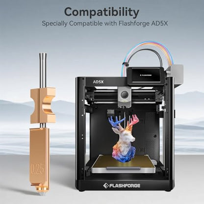 AD5X Nozzle,Quick-Swap Copper Alloy Hardened Steel 3D Printer Hotend with Silicone Cover and Nozzle Wiper Support High Flow Printing ONLY Compatible with Flashforge AD5X 3D Printer-0.25mm+0.4mm+0.6mm - color: 3PCS 0.25mm+0.4mm+0.6mm
