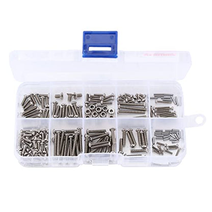 INJORA Screws Pins Nuts M1.6 M2 M2.5 Grade 12.9 Stainless Steel Hex Screws Hardware Kit for TRX4M 1/18 RC Crawler Car - size: One Size