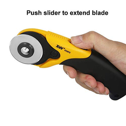 XW Hobby Knife Set- 45mm SKS-7 Rotary Cutter and Precision Knife for Art, Quilting and Crafting,12 Bonus Blades