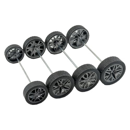 10PCS Toy Wheel Model Car Wheel with 5PCS Round Rod Shaft Axles for DIY Model Toy RC Car Truck Robot Building Project (2.5x38mm) - style: 2.5x38mm