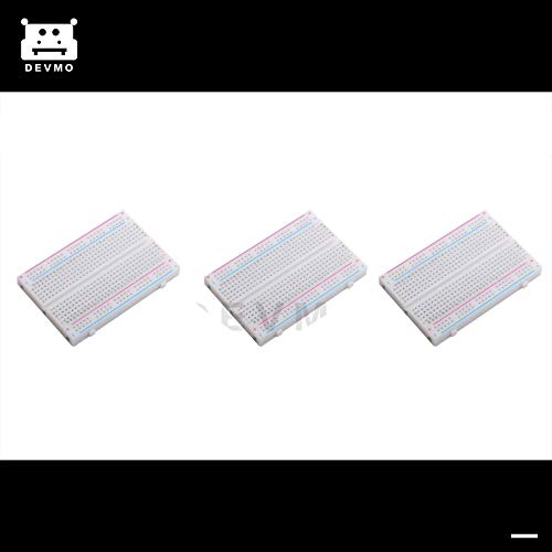 DEVMO 3pcs 400 Ties Mini Solderless Breadboard Universal 400 Contacts Solderless Breadboard 400 Points Prototyping Shield for Electronics Testig DIY
