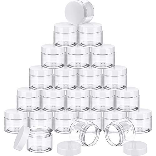 SATINIOR 24 Pieces Clear Plastic Jars with Lids, Transparent Lid, 4 oz - color: Transparent Lid, size: 4 oz
