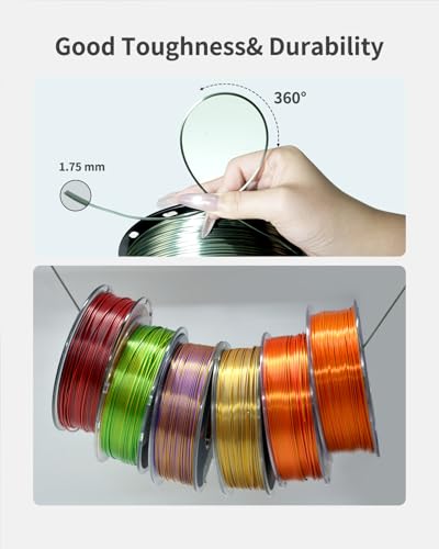 Silk PLA Filament 1.75mm, Metal-Like Shiny Silk Dark Green Bronze 3D Printer Filament, 1kg Spool (2.2lbs), Dimensional Accuracy +/- 0.02 mm, Vacuum Packaging - color: Silk Dark Green