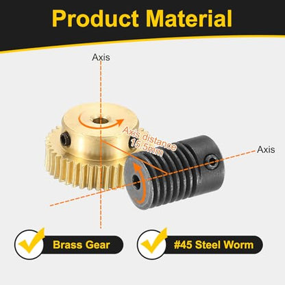 uxcell Worm Gear Set Right Rotation 40T 0.5 Module 1:40 Reduction Rate - size: Gear-3mm, Rod-3mm Bore, style: 0.5M-40T