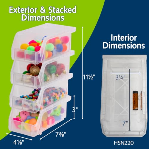 ReadySpace Small Stackable Plastic Storage Bins, 12-Pack, Clear - color: Clear, size: Small, 12-Pack