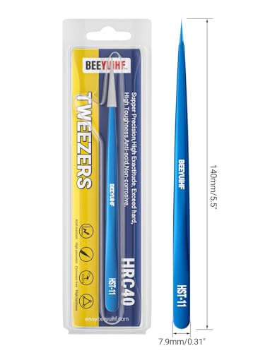 Precision Tweezers, Stainless Steel Fine-Pointed Tweezers for Electronics, Crafts, Soldering, PCB Rework, Repair, Laboratory Work, and Jewelry-Making Tweezers #HST-11