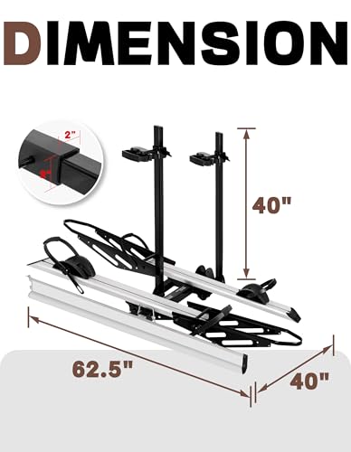 Rockland Foldable 2-Ebike Rack with Ramp, 200 lbs Capacity, Hitch Mount Electric Bike Rack, Fits up to 5" Fat Tire Width and 50" Wheelbase, Ebike Carrier Rack for 2" Receiver for Cars SUVs Vans RVs - size: 2-Ebike Rack+Foldable+Ramp+200LBS