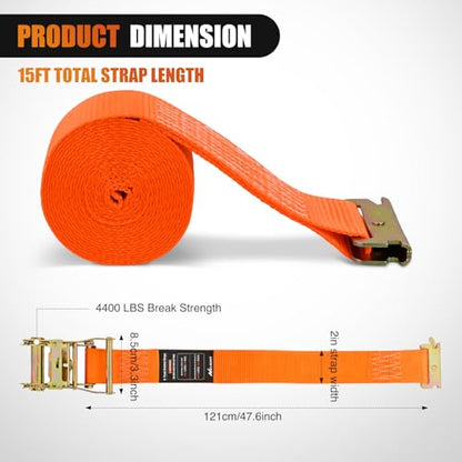 Nilight E-Track Ratchet Straps 8 Pack 2" x 15' Orange - color: 2in x 15ft E-Track Ratchet Straps