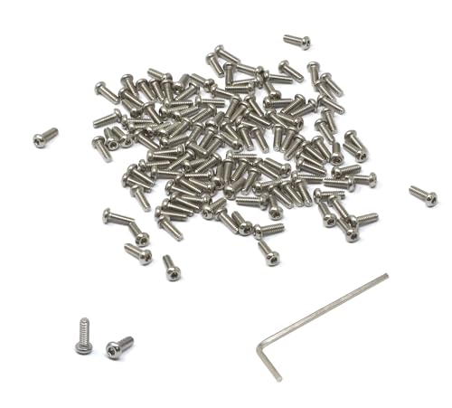 iexcell 100 Pcs M2 x 6mm Thread Pitch 0.4 mm Stainless Steel 304 Hex Socket Button Head Cap Screws Bolts Kit - size: M2 x 6mm