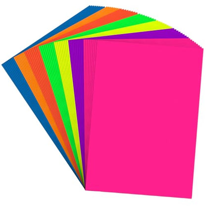 Poster Board 22x28 Inches,56 Sheets Neon Paper 7 Color Fluorescent Paper Bright Cardstock 250 GSM/90 lb Heavyweight Projects School Science Fair Event Displays and Business Presentations
