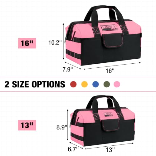 HISEA 3 Pack Heavy Duty Tool Bag, 13-Inch Waterproof Tools Organizer Tote - color: Red, Yellow, Pink, size: 13 Inch