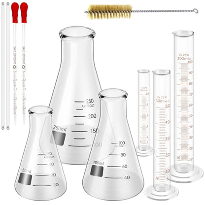 Erlenmeyer Flask Cylinder Set 50-250mL with Dropper