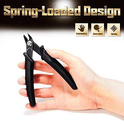 SPEEDWOX Flush Cut Pliers Wire Cutters Small Flush Cutter Pliers Oblique Diagonal Side Cutting Pliers 5 Inches Mini Electronic Scissors Shear Internal Spring Precision Fine Pliers Jewelry Making Tool - size: 5" Internal Spring