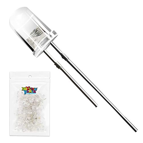 Novelty Place 100pcs 5mm White LED Diode Lights - Super Bright Clear Transparent DC 3V 20mA Light Emitting Diode LED Bulbs - DIY Science Project Electronic Components Lighting Kit (White Light) - color: Clear White