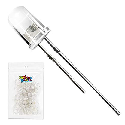 Novelty Place 100pcs 5mm White LED Diode Lights - Super Bright Clear Transparent DC 3V 20mA Light Emitting Diode LED Bulbs - DIY Science Project Electronic Components Lighting Kit (White Light) - color: Clear White