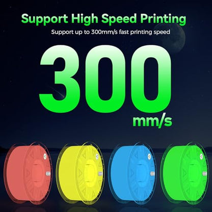 Creality Glow in The Dark Hyper PLA Filament, Luminous 3D Printer Filament 1.75mm, High Brightness&Long Time Glows Filament Bundle, Dimensional Accuracy +/-0.02mm, 4kg Spool(Pink,Blue,Yellow,Green) - color: Glow in the Dark-pink&blue&yellow&green
