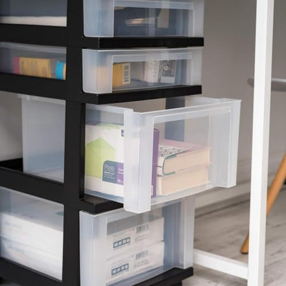 IRIS USA 4-Drawer Rolling Storage Cart, Black/Clear - color: Black, size: 4 Drawer
