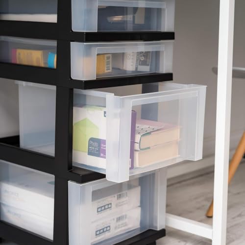 IRIS USA 4-Drawer Rolling Storage Cart, Black/Clear - color: Black, size: 4 Drawer
