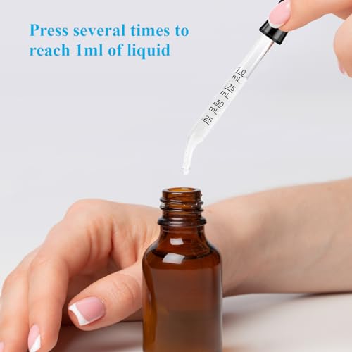 Eye Dropper 8 Pcs, 1mL Glass Liquids Pipette Dropper Tool with Measurement-Bent & Straight Tips, for Essential Oils Crafts Ear Lab Measuring Transferring Liquids Herain - size: Small Rubber Bulb-10pcs-Straight Bent
