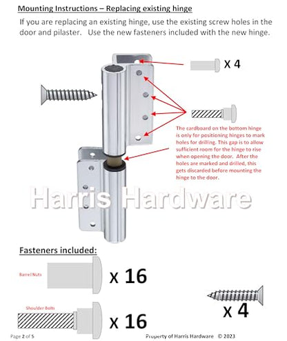 Aluminum Wrap-Around Hinges for Toilet Partition Door, 1 Pair for 1 in. Door & 1 in. Pilaster, Bright Anodized Finish