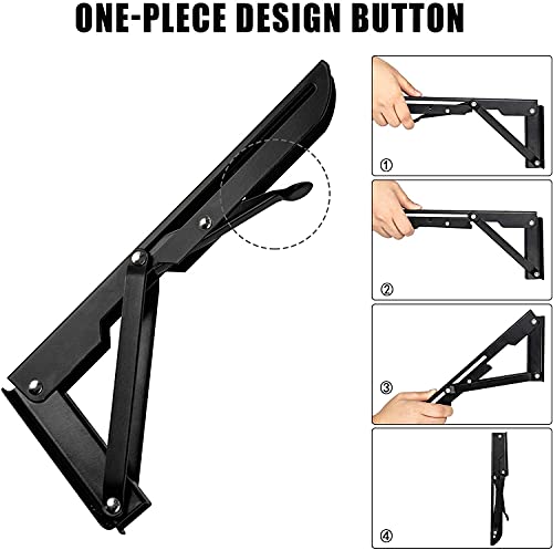 Folding Shelf Brackets - 18 Inch 2 Pcs Heavy Duty Metal Collapsible Shelf Bracket, DIY Wall Mounted Shelf Brackets for Garage Workstation, Stuff Supports, Plant Stand, Black - size: 18 Inch- 2 Packs