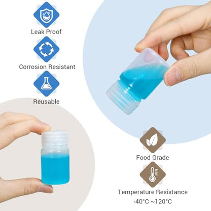 12 Pack 2oz Plastic Bottles with Lids - Wide Mouth BPA-Free Leak-Proof Sample Containers for Lab Reagents, Pills, Cosmetics, Travel Toiletries & Essential Oils Storage (Transparent, 2OZ/60ML) - size: 60ML