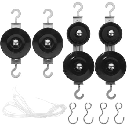 10-Piece Mechanics Pulley Block Set - Heavy Duty Metal Fixed & Movable Pulleys with Ropes, Hooks, STEM Physics Lab Science Kit & Simple Machines Teaching Equipment - size: 12.00X4.00X1.00CM