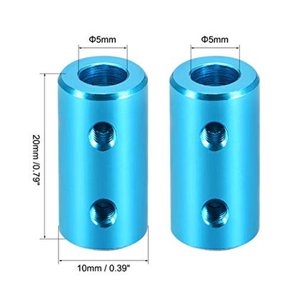 uxcell 5mm to 5mm Bore Rigid Coupling Set Screw L20XD10 Aluminum Alloy,Shaft Coupler Connector,Motor Accessories,Light Blue,2pcs - size: 5mm to 5mm