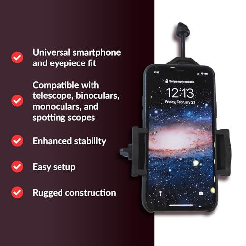 Oberwerk Universal Smartphone DigiScoping Adapter - Binocular, Telescope, Spotting Scope, & Monocular Phone Mount | Capture Photos & Video Through Your Optics | Attaches to Most Eyepieces & Phones