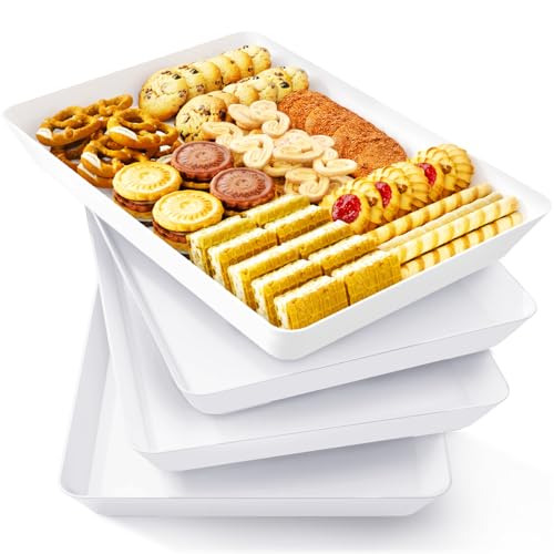 Lifewit 4 Pcs Serving Tray for Party, Reusable Plastic Food Serving Platter - size: Standard (14" x 10")
