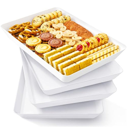 Lifewit 4 Pcs Serving Tray for Party, Reusable Plastic Food Serving Platter - size: Standard (14" x 10")