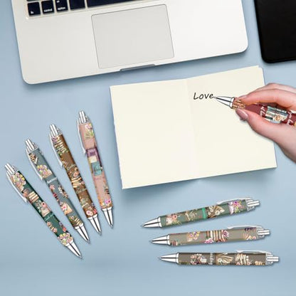 Idealmuzik Book Lover Pens Set – Cute Reading-Themed Gel Pens for Women, Teens, and Kids – Cozy Library Aesthetic Stationery for Journalers, Students, and Writers, 8 Pack - color: Book Lover