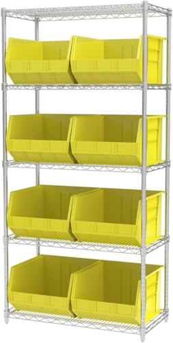 Akro-Mils 30270 AkroBins Plastic Hanging Stackable Storage Organizer Bin, 18-Inch x 16-Inch x 11-Inch, Yellow, 3-Pack - color: Yellow
