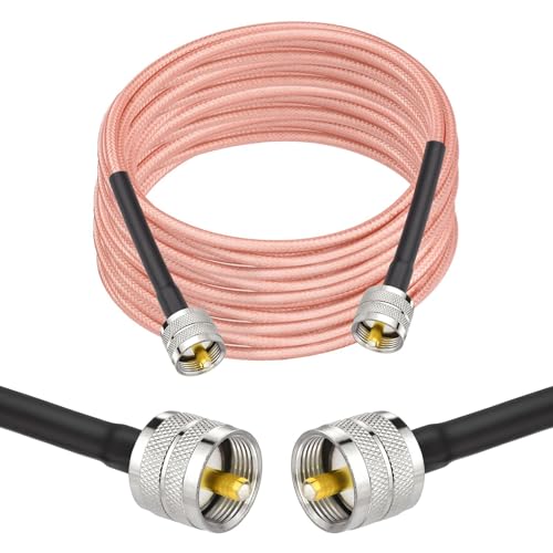 Superbat RG142 Coaxial Cable, CB Coax Cable, 20ft UHF PL259 Male to Male Low Loss CB Antenna Cables, 50 Ohm for HAM Radio, Antenna Analyzer - size: 20ft
