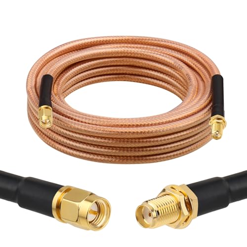 XRDS -RF RG8X SMA Extension Cable, Low Loss SMA Male to SMA Female Coaxial Cable (50 Ohm), High-Density Braided Copper Shielding for WiFi Antenna, 4G 5G LTE Router, Helium Miner, Ham Radio 20FT - size: 20FT