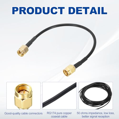 uxcell SMA Male to SMA Male Coaxial Cable 50 Ohm 0.5 Feet RG174 - size: 0.5 Feet