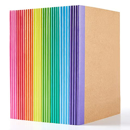 32 Pack Composition Notebooks Bulk, Feela Kraft Cover Lined Blank College Ruled Composition Travel Journals with Rainbow Spines For Women Students Business, 60 Pages, 8.3”x 5.5”, A5, 8 Colors