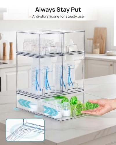 Vtopmart Clear Stackable Storage Drawers Set of 7, Plastic Organizer Bins - style: 4 Small+2 High+1 Wide