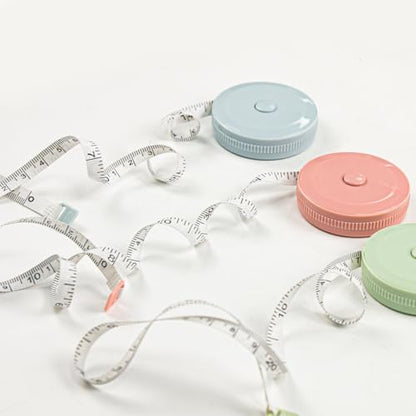 ELANE Tape Measure Package Includes 9 Cartoon Cute Mini Tape Measures for Body, Sewing, Cutting, Weight Loss Measurement (Round-3 Colors(Empty)) - color: Round-3 colors