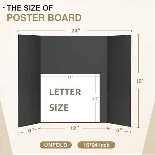 Chell 16x24 Small Size Corrugated Trifold Poster Boards, Black, 2 Pack - size: Small, 16x24 in